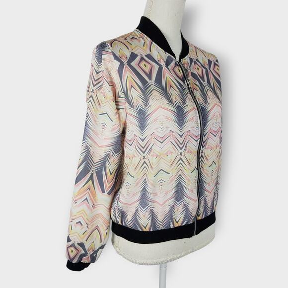 One & Only Urban Outfitters Bomber Jacket Abstract Lightweight Multi-color Small - Picture 3 of 8